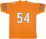 BEARS BRIAN URLACHER AUTOGRAPHED ORANGE JERSEY "HOF 18" BECKETT WITNESS 230048