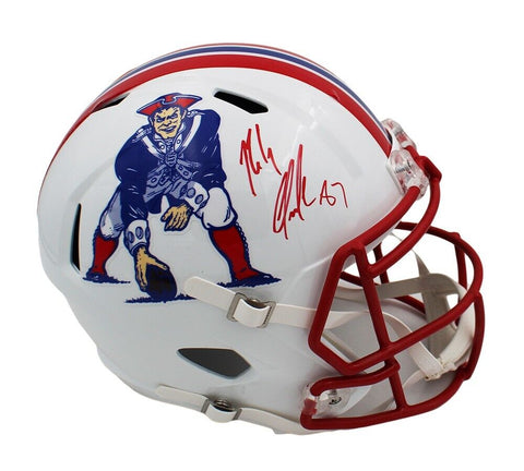 Rob Gronkowski Signed New England Patriots Speed Full Size Throwback Helmet