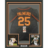 FRAMED Autographed/Signed RAFAEL PALMEIRO 33x42 Baltimore Black Jersey JSA COA