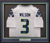 Seahawks Russell Wilson Autographed Framed Gray Nike Twill Jersey RW Holo #04377