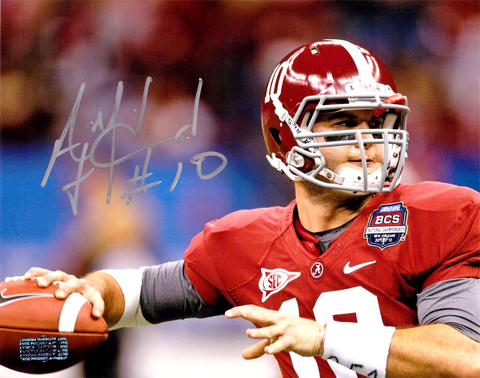 AJ McCarron Signed Alabama Crimson Tide 16x20 NCAA Photo - Close Up Red Jersey