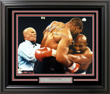 MIKE TYSON & HOLYFIELD AUTOGRAPHED FRAMED 16X20 PHOTO BITE FIGHT JSA 214082