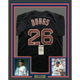 Framed Autographed/Signed Wade Boggs 33x42 Boston Blue Baseball Jersey JSA COA