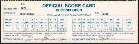 Phil Mickelson & Brian Henninger Signed 1995 Phoenix Open Scorecard BAS #AD64183