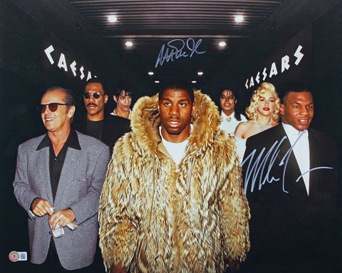 Magic Johnson & Mike Tyson Signed 16x20 80'S Hollywood Legends Photo BAS Wit