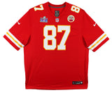 Chiefs Travis Kelce Signed Red Nike Game Jersey w/ SB LVIII Patch BAS Witnessed