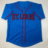 Autographed/Signed Stan Musial St. Louis Blue Baseball Jersey JSA COA