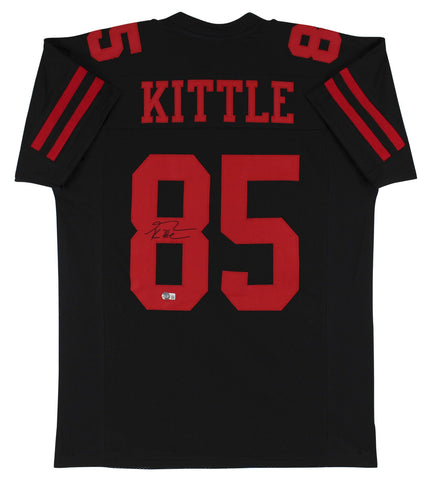 George Kittle Authentic Signed Black Pro Style Jersey w/ Red Numbers BAS Witness