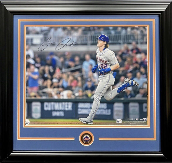 Brett Baty Signed Mets 16x20 Framed Photo 1st AB 1st Home Run Auto Fanatics MLB