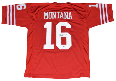 JOE MONTANA AUTOGRAPHED SAN FRANCISCO 49ERS #16 RED JERSEY BECKETT