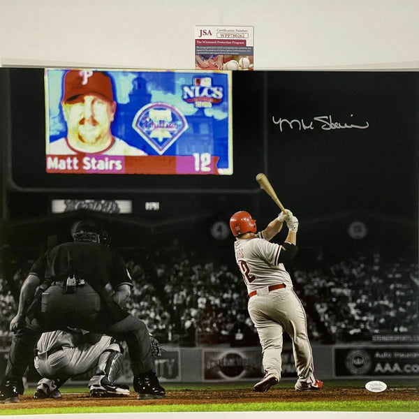 Autographed/Signed MATT STAIRS Moon Shot Phillies 16x20 Baseball Photo JSA COA