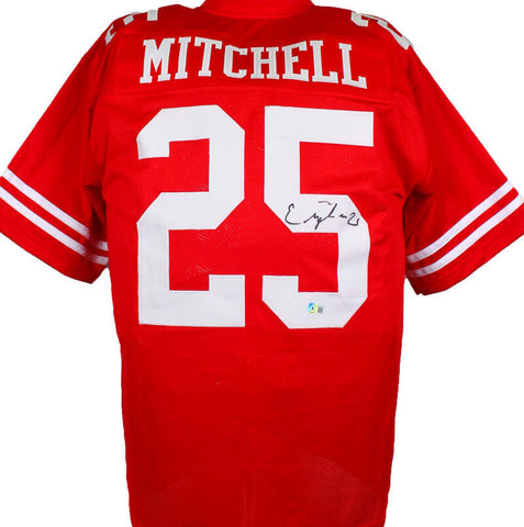 Elijah Mitchell Autographed Red Pro Style Jersey-Beckett W Hologram *Black