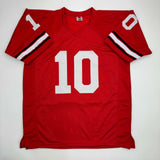 Autographed/Signed Fran Tarkenton Georgia Red College Football Jersey BAS COA