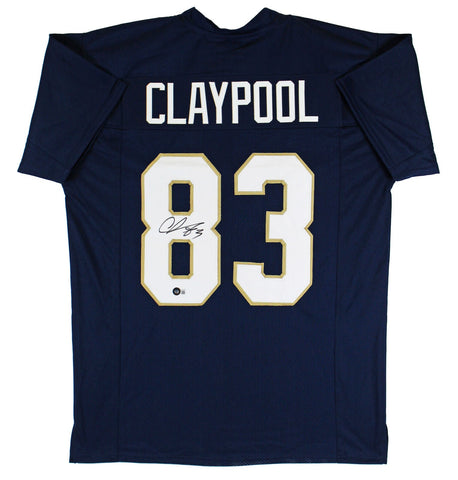 Notre Dame Chase Claypool Authentic Signed Navy Blue Jersey BAS Witnessed