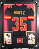 CHRISTIAN OKOYE (Chiefs black TOWER) Signed Autographed Framed Jersey JSA