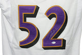 Ray Lewis Autographed/Signed Pro Style White XL Jersey BAS 30496