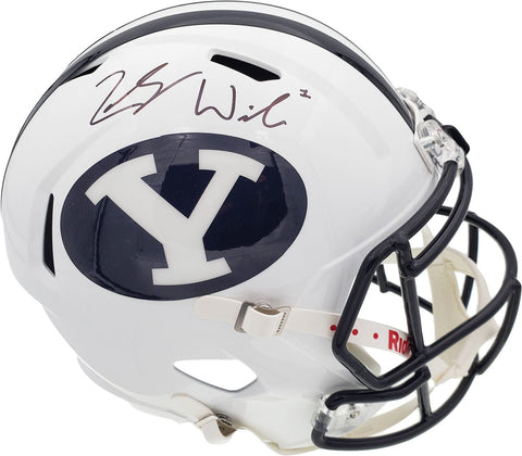 ZACH WILSON AUTOGRAPHED BYU WHITE FULL SIZE REPLICA SPEED HELMET BECKETT 191105