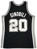 SPURS MANU GINOBILI AUTOGRAPHED BLACK M&N SWINGMAN JERSEY L BECKETT 211906