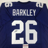 Autographed/Signed SAQUON BARKLEY New York Giants Blue Football Jersey JSA COA