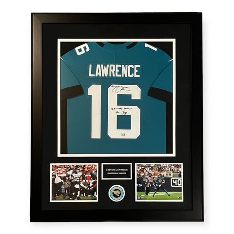 Trevor Lawrence Signed Autographed Inscribed Jersey Framed to 32x40 Fanatics