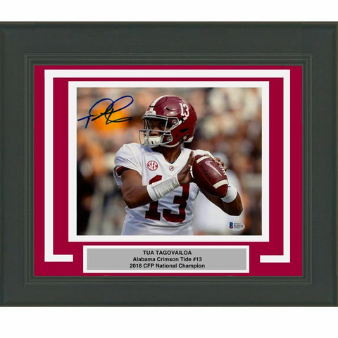 FRAMED Autographed/Signed TUA TAGOVAILOA Alabama 8x10 Photo Beckett BAS COA #3