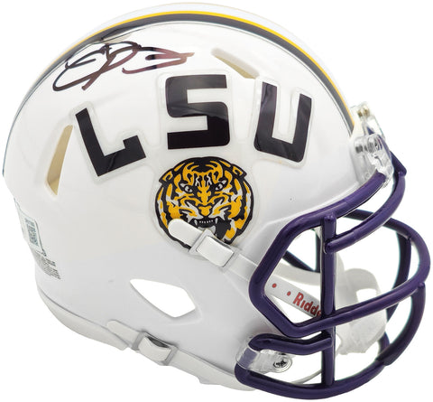 ODELL BECKHAM JR. AUTOGRAPHED LSU WHITE SPEED MINI HELMET BECKETT WITNESS 235090