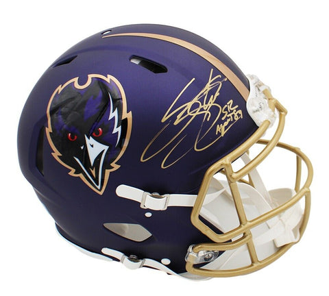 Steve Smith Sr Signed Baltimore Ravens Speed Authentic ALT Purple NFL Helmet