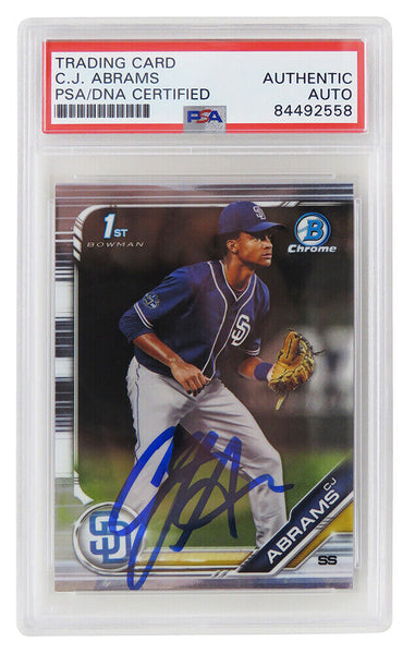 C.J. Abrams Autographed Padres 2019 Bowman Chrome Rookie Card #BDC-85 (PSA/DNA)