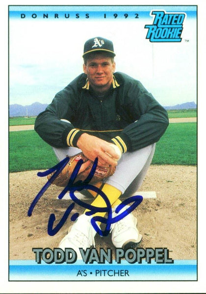 Athletics Todd Van Poppel Authentic Signed Card 1992 Donruss RC #9 w/ COA