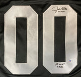 Jim Otto Oakland Signed Black Football Jersey HOF 1980 Inscribed BAS