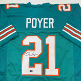 Autographed/Signed Jordan Poyer Miami Teal Football Jersey Beckett BAS COA