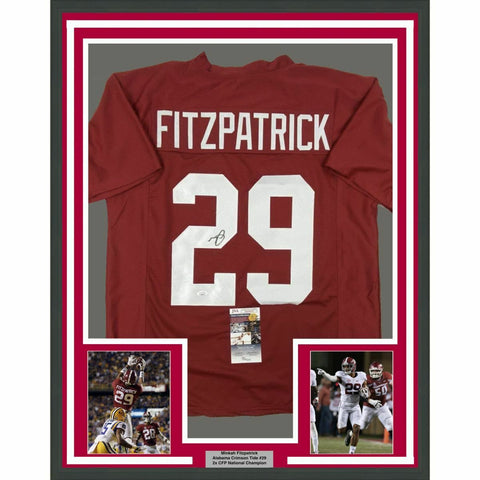 FRAMED Autographed/Signed MINKAH FITZPATRICK 33x42 Alabama Red Jersey JSA COA