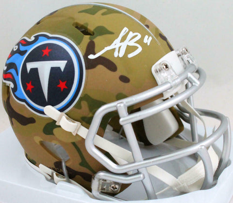 AJ Brown Autographed Tennessee Titans Camo Speed Mini Helmet- Beckett W *White