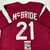 Autographed/Signed Bake McBride Philadelphia Retro Maroon Jersey JSA COA