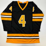 Facsimile Autographed Bobby Orr Boston Black Reprint Auto Jersey Size Men's XL