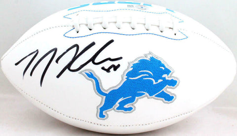 TJ Hockenson Autographed Detroit Lions Logo Football- Beckett W Hologram *Black