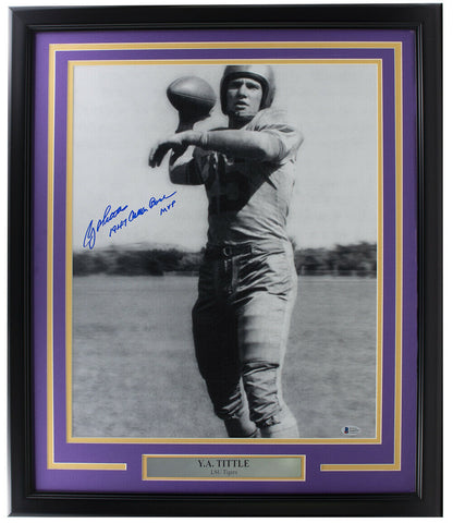 Y.A. Tittle Signed Framed LSU Tigers 16x20 Photo 1976 Cotton Bowl MVP BAS