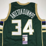 Autographed/Signed Giannis Antetokounmpo Milwaukee Green Custom Jersey JSA COA