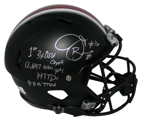 JT BARRETT AUTOGRAPHED OHIO STATE BUCKEYES BLACK FULL SIZE SPEED HELMET COA