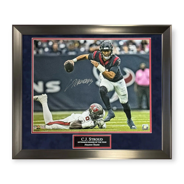 C.J. Stroud Signed Autographed 16x20 Photograph Framed to 23x27 Texans