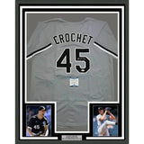 Framed Autographed/Signed Garrett Crochet 35x39 Chicago Grey Jersey Beckett COA