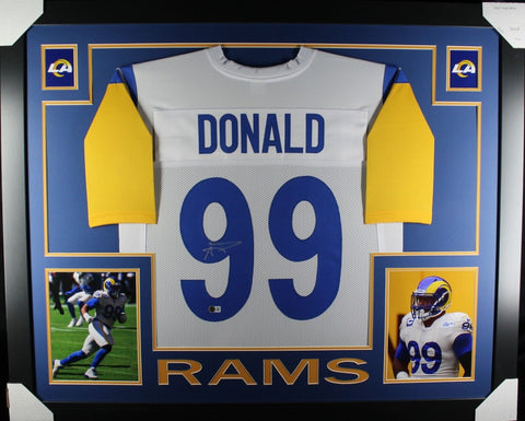 AARON DONALD (Rams white SKYLINE) Signed Autographed Framed Jersey Beckett