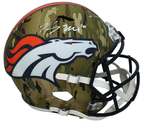 Bo Nix Autographed Denver Broncos Camo Full Size Speed Helmet Beckett