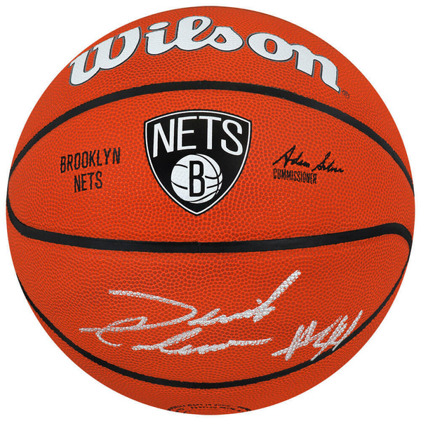 Derrick Coleman Signed Brooklyn Nets Logo Wilson NBA Basketball - (SCHWARTZ COA)