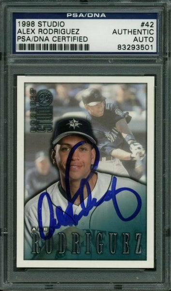 Mariners Alex Rodriguez Authentic Signed Card 1998 Studio #42 PSA/DNA Slabbed