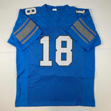 Autographed/Signed Jameson Williams Detroit Blue Football Jersey JSA COA