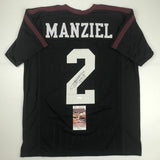 Autographed/Signed Johnny Manziel Texas A&M Black Football Jersey JSA COA Auto