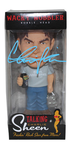 Charlie Sheen Autographed/Signed Funko Wacky Wobbler Bobblehead JSA 33301