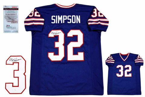 OJ Simpson Autographed SIGNED Custom Jersey - JSA Witnessed Authentic - Royal