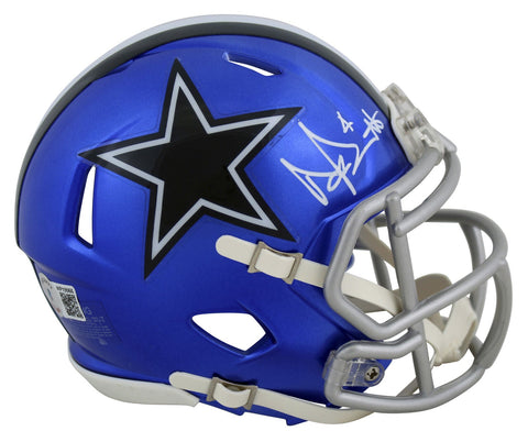 Cowboys Dak Prescott Authentic Signed Flash Speed Mini Helmet BAS Witnessed